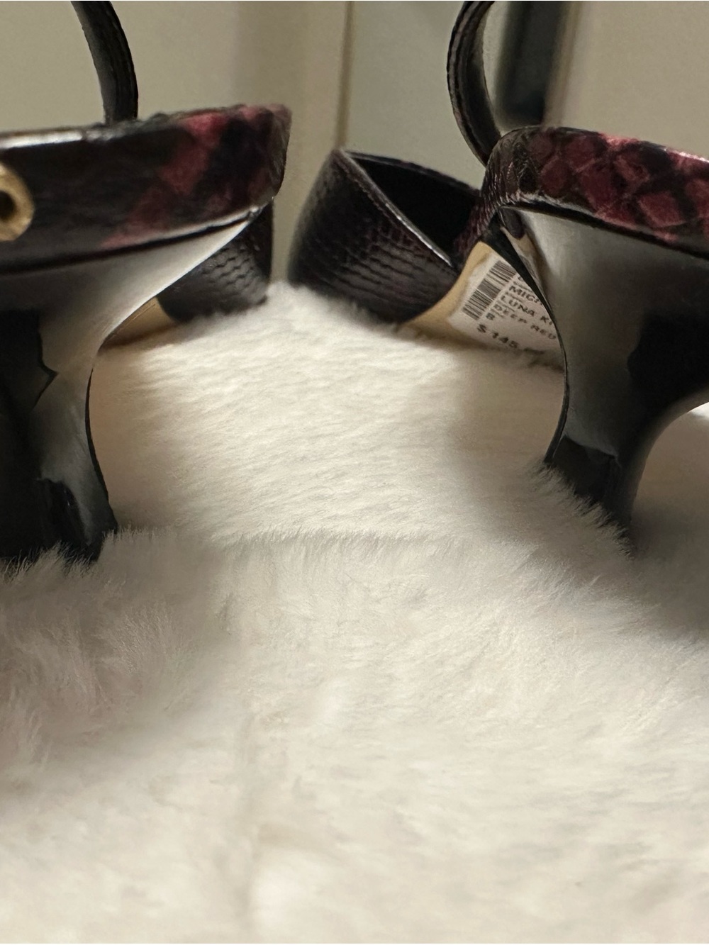 Michael Kors Burgundy Snake-Print Pointed Slingback Heels - Picture 4 of 4